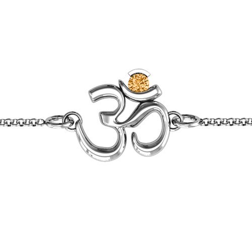 Om - Sound of Universe Bracelet with Round Stone – Sterling Silver with Citrine