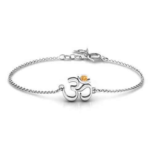 Om - Sound of Universe Bracelet with Round Stone – Sterling Silver with Citrine