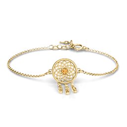 Dream Catcher Bracelet in 10K Solid Yellow Gold with Citrine