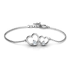 Double Heart With Two Stones Bracelet