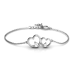 Double Heart With Two Stones Bracelet