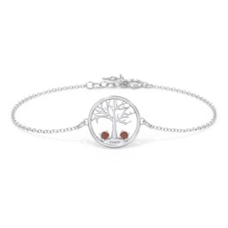 1 - 4 Stone Family Tree Bracelet in 925 Sterling Silver with Garnet, Blue Topaz, and Emerald