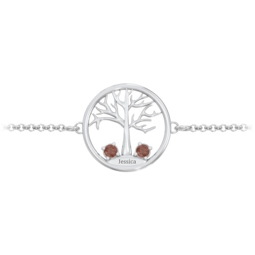 1 - 4 Stone Family Tree Bracelet – Sterling Silver with Garnet