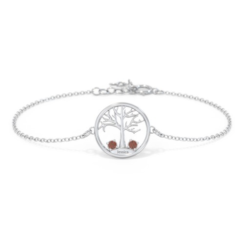 1 - 4 Stone Family Tree Bracelet – Sterling Silver with Garnet
