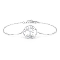 1 - 4 Stone Family Tree Bracelet in 925 Sterling Silver with Cubic Zirconia, Blue Topaz, and Emerald