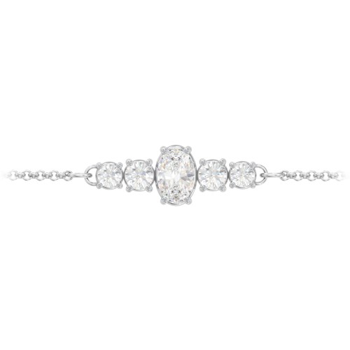 Oval Centre with 4 Side Round Stones Bracelet