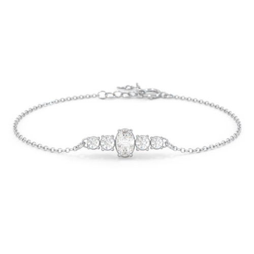 Oval Centre with 4 Side Round Stones Bracelet