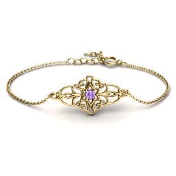 Vintage Star of David Bracelet in 10K Solid Yellow Gold with Amethyst