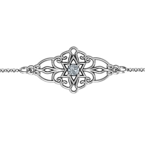 Vintage Star of David Bracelet – Sterling Silver with Cubic Zirconia