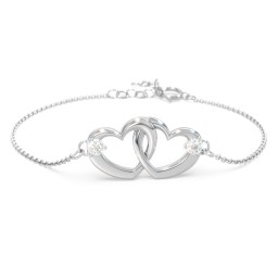 Interlocking Heart Promise Bracelet with Two Stones