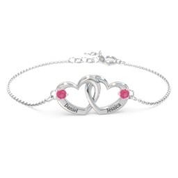 Interlocking Heart Promise Bracelet with Two Stones