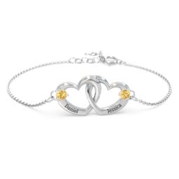 Interlocking Heart Promise Bracelet with Two Stones