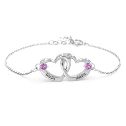 Interlocking Heart Promise Bracelet with Two Stones