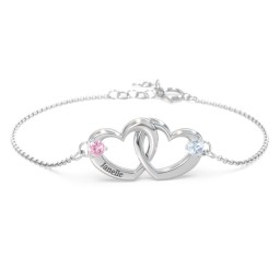 Interlocking Heart Promise Bracelet with Two Stones