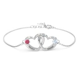 Interlocking Heart Promise Bracelet with Two Stones