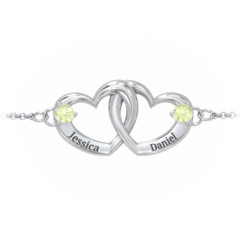 Interlocking Heart Promise Bracelet with Two Stones