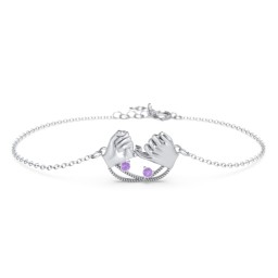 Pinky Swear Promise Bracelet in 925 Sterling Silver with Amethyst