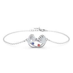 Pinky Swear Promise Bracelet in 925 Sterling Silver with Blue Sapphire and Garnet
