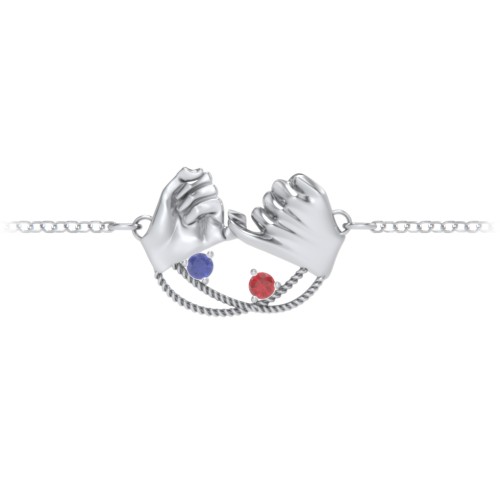 Pinky Swear Promise Bracelet – Sterling Silver with Blue Sapphire and Garnet