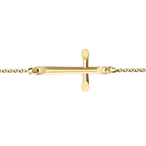 Modern Cross Bracelet – 10K Yellow Gold