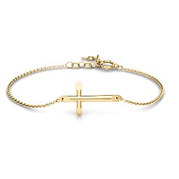 Modern Cross Bracelet in 10K Solid Yellow Gold