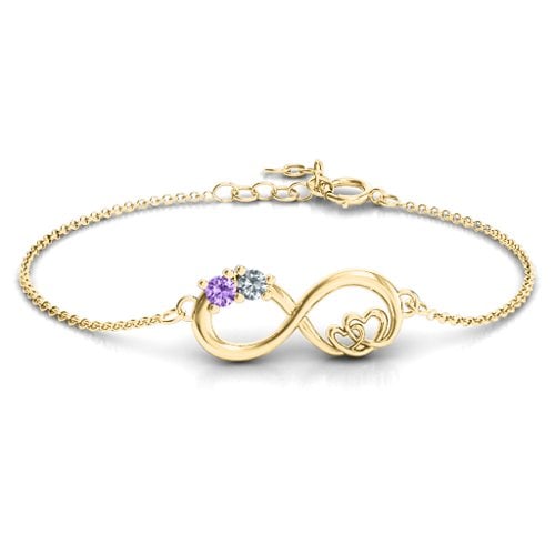 Double the Love Infinity Bracelet – 10K Yellow Gold with Amethyst and Cubic Zirconia