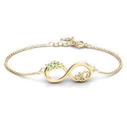 Double the Love Infinity Bracelet in 18K Gold Plated Silver with Peridot