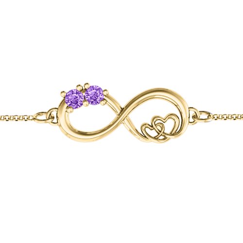 Double the Love Infinity Bracelet – 18K Gold Plated Silver with Amethyst