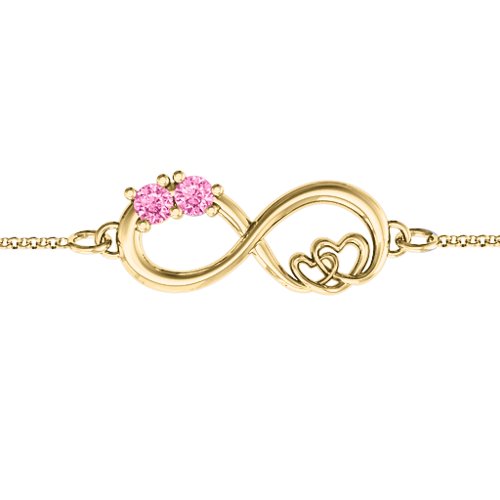 Double the Love Infinity Bracelet – 18K Gold Plated Silver with Pink Tourmaline