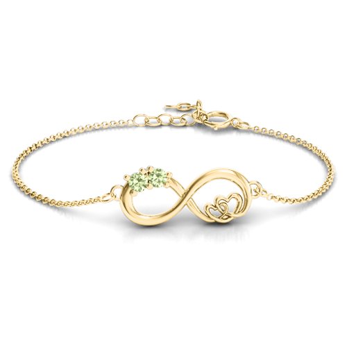 Double the Love Infinity Bracelet – 18K Gold Plated Silver with Peridot