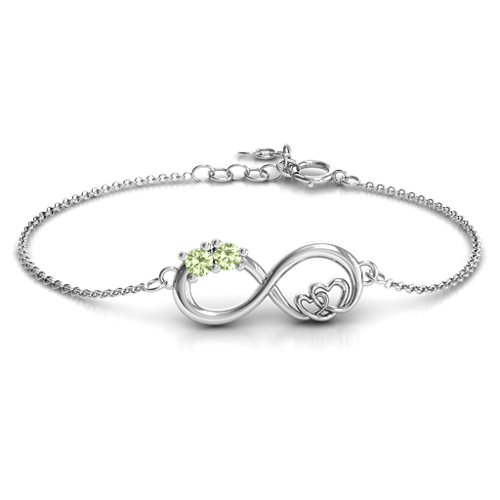 Double the Love Infinity Bracelet – Sterling Silver with Peridot