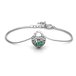 True Love's Lock Caged Bracelet in 925 Sterling Silver with Emerald