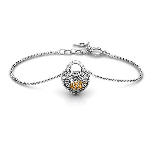 True Love's Lock Caged Bracelet – Sterling Silver with Citrine
