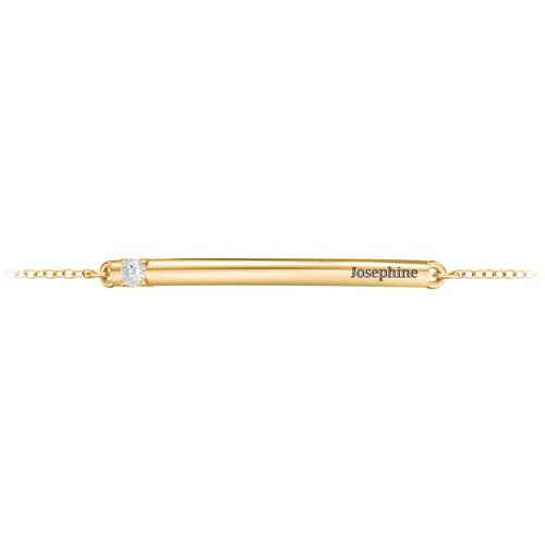 Engraveable Bar Bracelet with 1-5 Stones – 10K Yellow Gold with Diamond