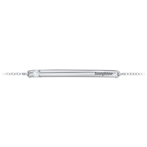 Engraveable Bar Bracelet with 1-5 Stones – Sterling Silver with Aquamarine