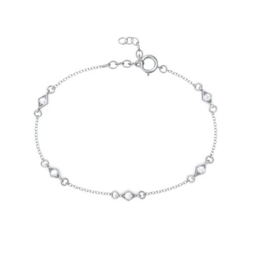 Diamond Shape Charm Bracelet with Gemstones