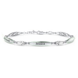 Engravable Family Bracelet with Marquise Birthstones (1-5 Stones)