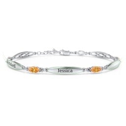 Engravable Family Bracelet with Marquise Birthstones (1-5 Stones)
