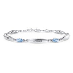 Engravable Family Bracelet with Marquise Birthstones (1-5 Stones)