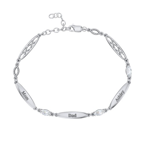 Engravable Family Bracelet with Marquise Birthstones (1-5 Stones)