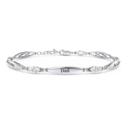 Engravable Family Bracelet with Marquise Birthstones (1-5 Stones)