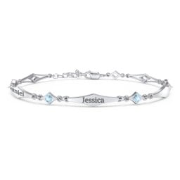 Engravable Modern Family Bracelet with Round Birthstones (1-5 Stones)