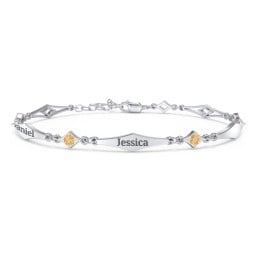 Engravable Modern Family Bracelet with Round Birthstones (1-5 Stones)