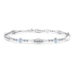 Engravable Modern Family Bracelet with Round Birthstones (1-5 Stones)