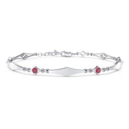 Engravable Modern Family Bracelet with Round Birthstones (1-5 Stones)