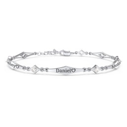 Engravable Modern Family Bracelet with Round Birthstones (1-5 Stones)