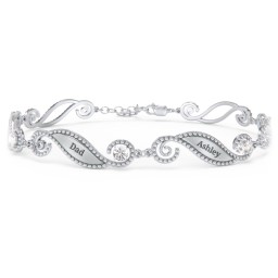 Engravable Beaded Family Bracelet with Round Birthstones (1-6 Stones)