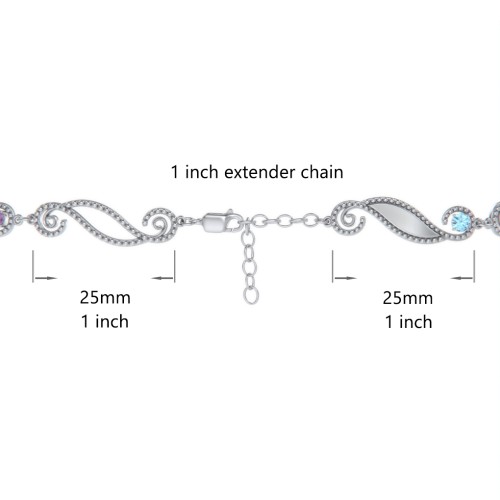 Engravable Beaded Family Bracelet with Round Birthstones (1-6 Stones)