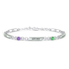 Engravable Classic Family Bracelet with Round Birthstones (1-5 Stones)