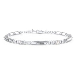 Engravable Classic Family Bracelet with Round Birthstones (1-5 Stones)